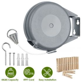 Retractable Clothesline Outdoor- Portable Heavy Duty Indoor and Outdoor Washing Line - 49 Feet PVC Retracting Clothes Line with Wall Mount Hang The We