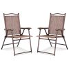 Set of 2 Patio Folding Sling Back Camping Deck Chairs